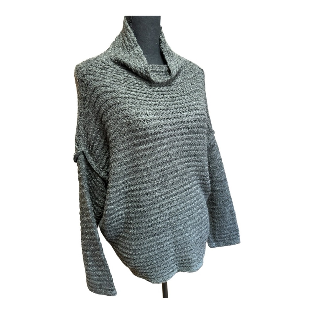 Gray Women's Cowl Neck Cozy Baggy Sweater - Picture 2 of 5